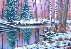 Winter in the  forest 300.0x209.0 px