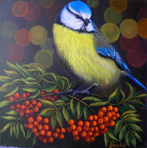 Tit in the mountain ash 300.0x302.0 px