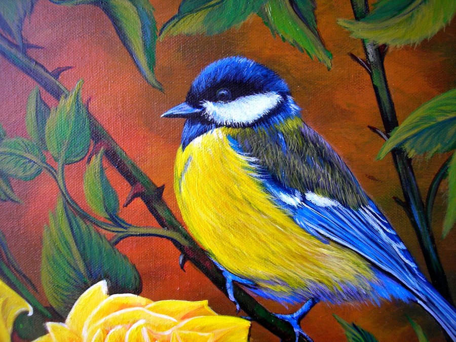 Bird in roses