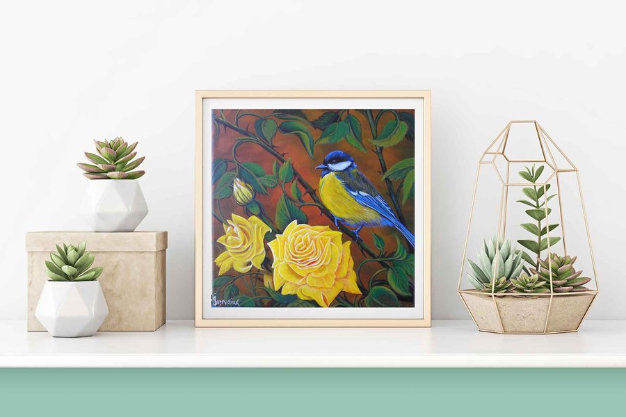 Bird in roses