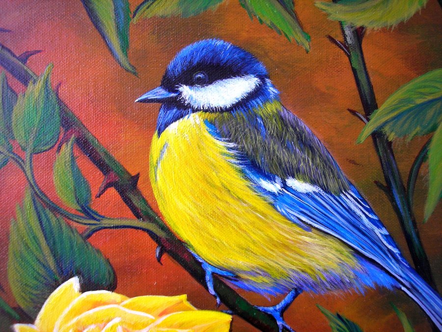 Bird in roses