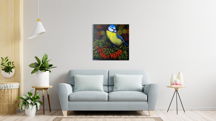 Tit in the mountain ash