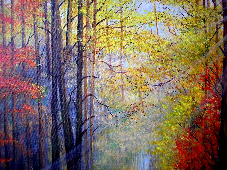 Morning in the autumn forest