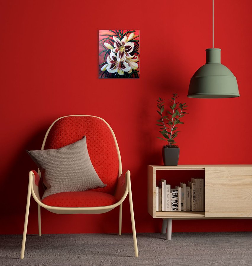 Lilies on red