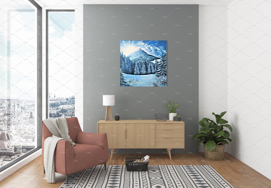 WInter morning in  mountains