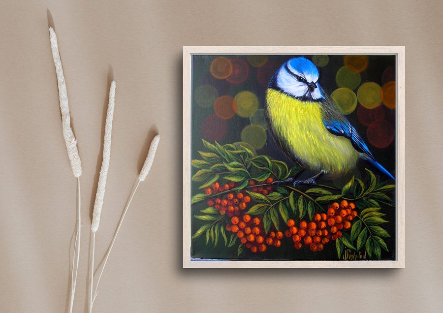 Tit in the mountain ash