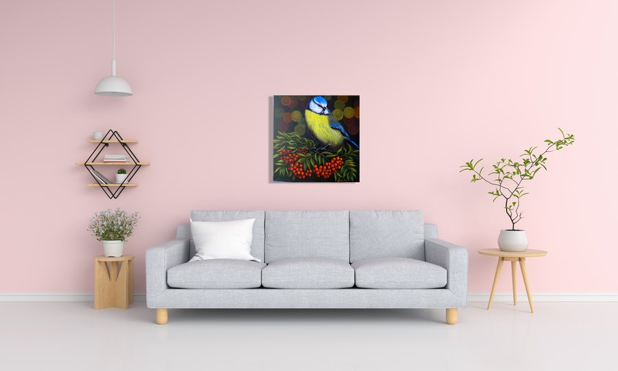 Tit in the mountain ash