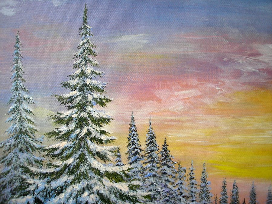 Winter Christmas trees