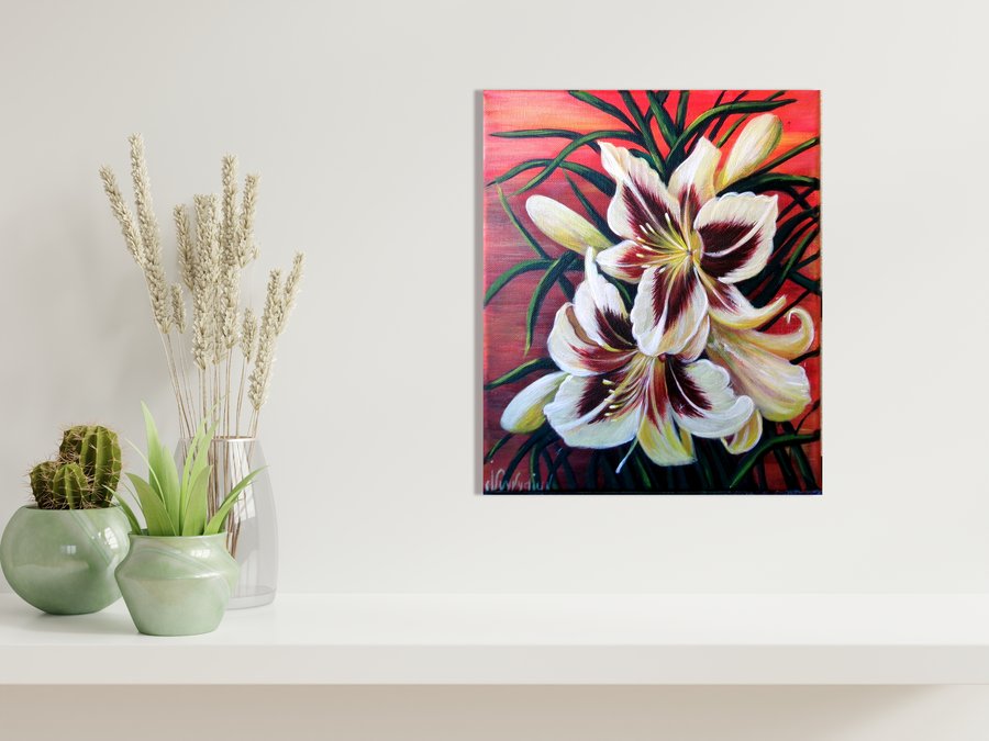 Lilies on red