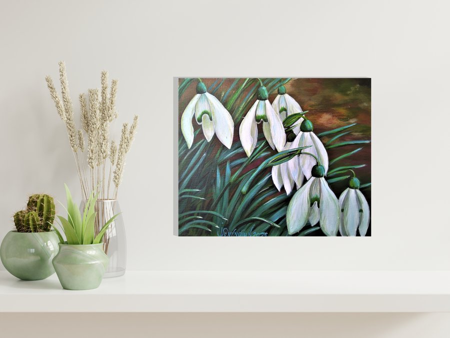 Cluster of snowdrop flowers