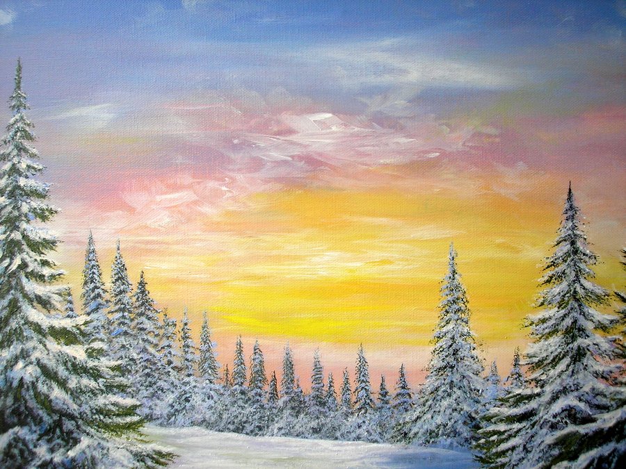 Winter Christmas trees