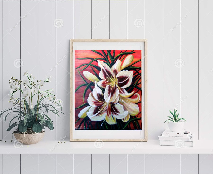Lilies on red