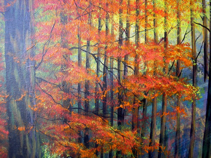 Morning in the autumn forest